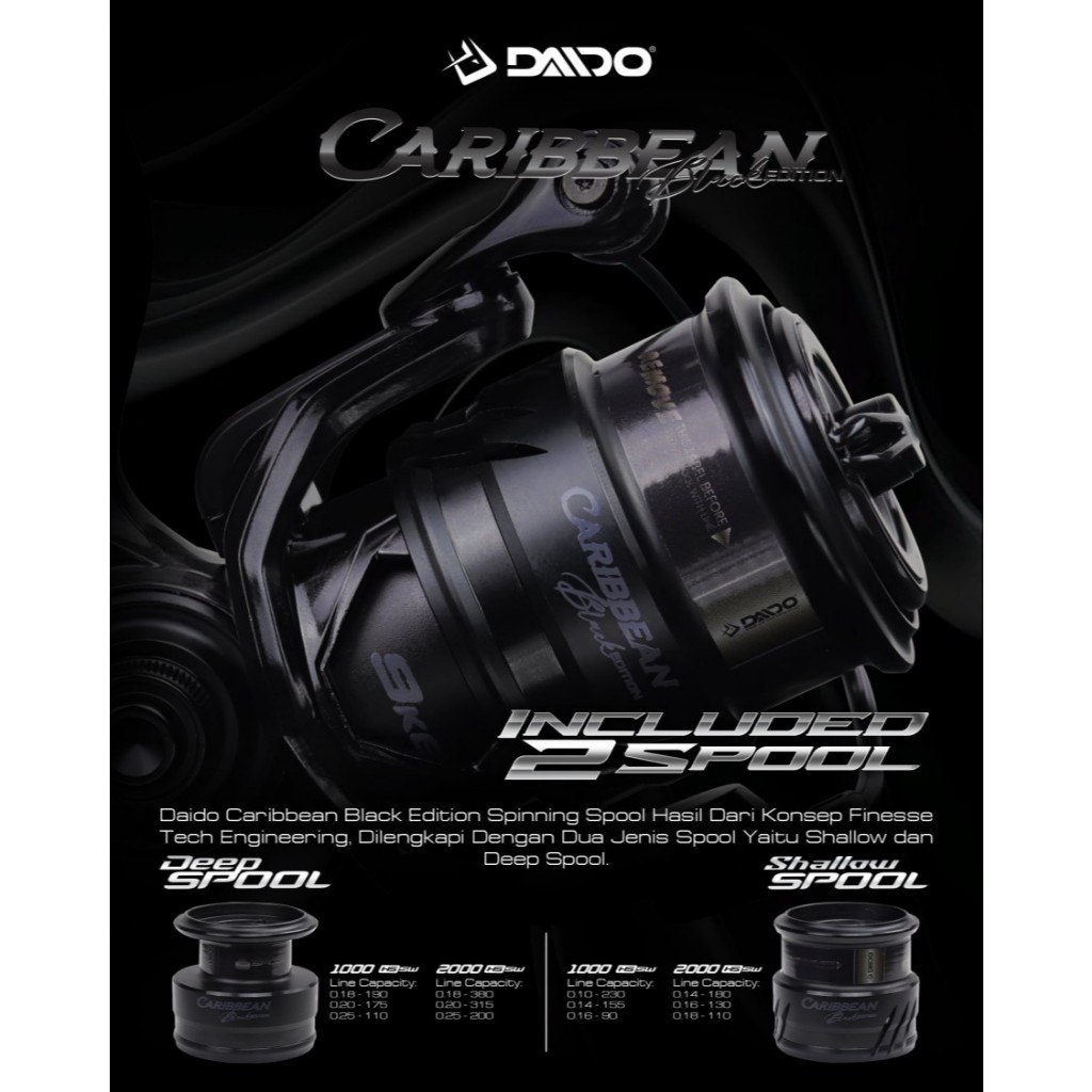 Reel DAIDO CARIBBEAN / Pro light body carbon 1000/2000/2000HS/3000HS free spool