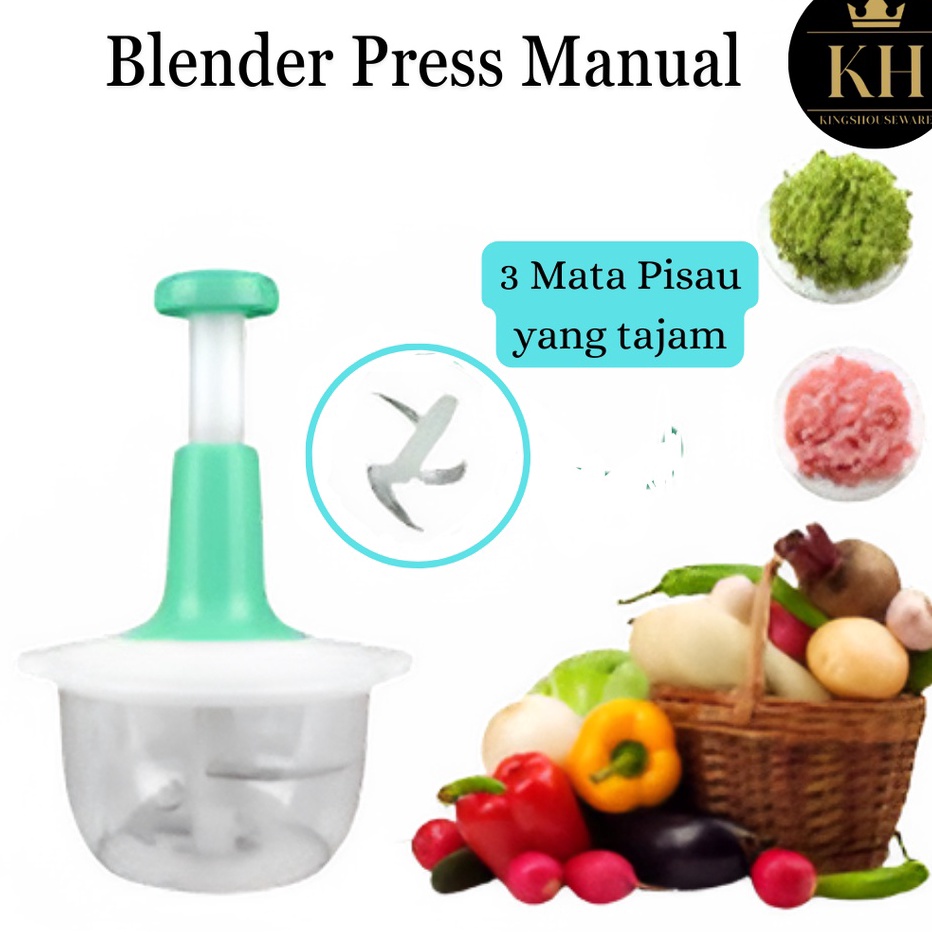 Beli KH BLENDER PRESS MANUAL 3 mata pisau CHOPPER TEKAN  ALAT PENGGILING DAGING BUAH DAN SAYUR