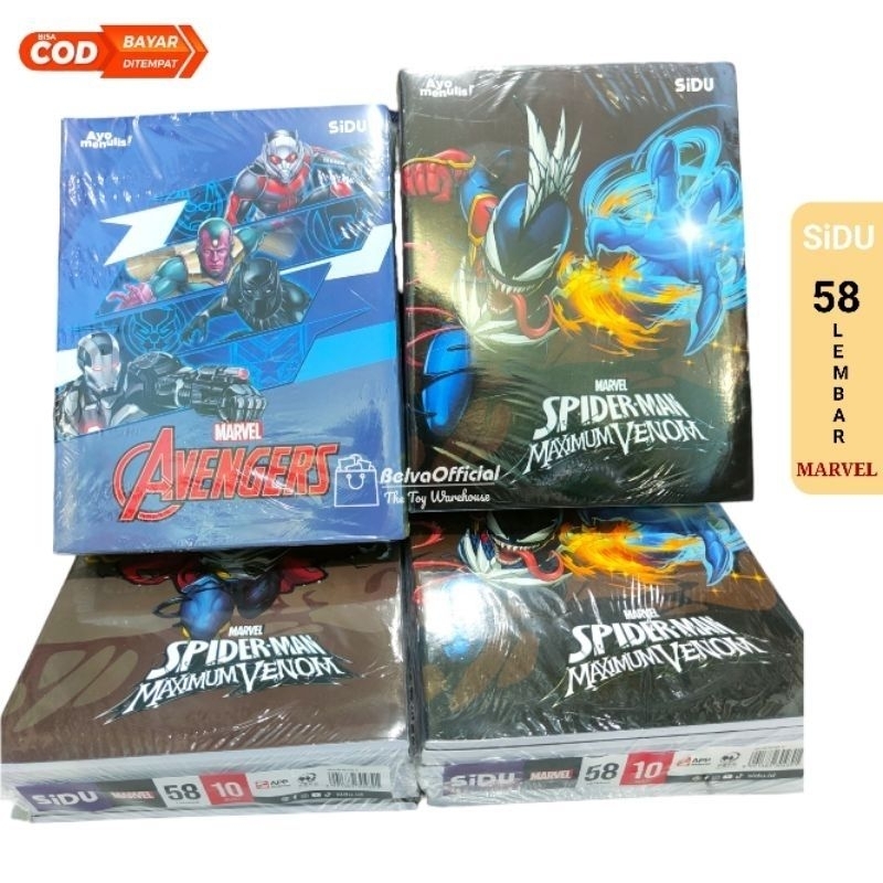 

(1 Pak isi 10 Buku) Buku Tulis Sidu 58 Lembar Edisi Marvel Gambar Karakter Cowo Kertas Paper Putih