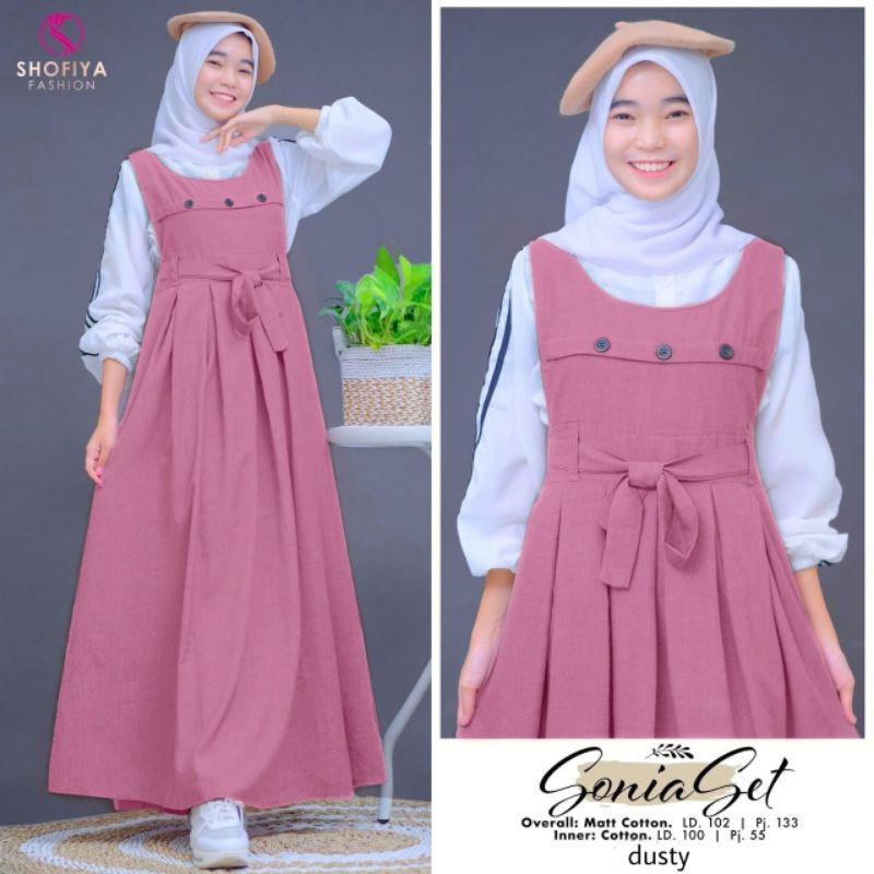 SONIA SET 2in1 OVERALL INCLUDE INNER BAHAN KATUN PREMIUM(usia remaja)
