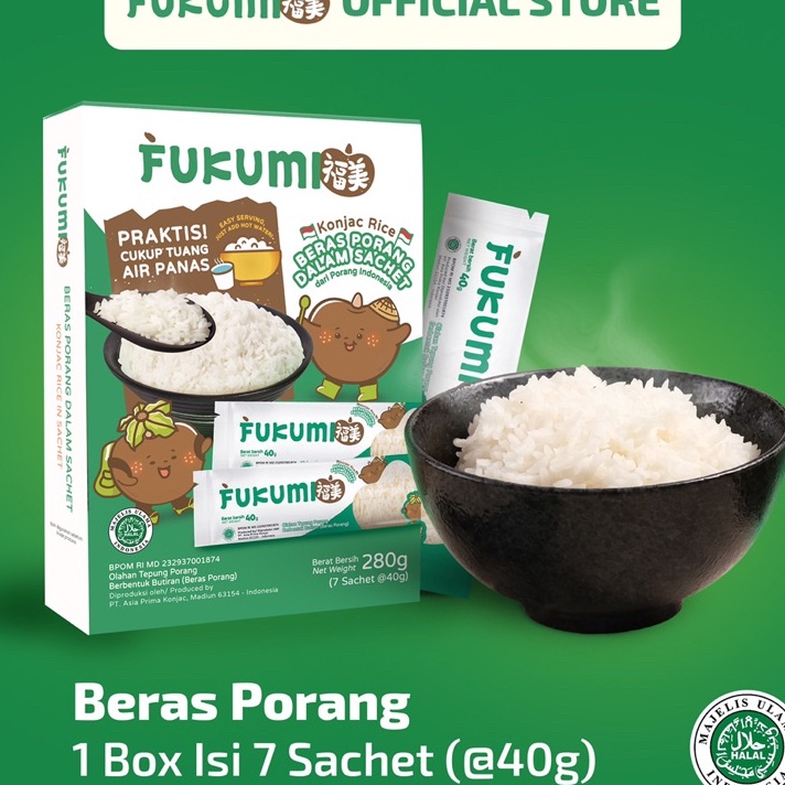 

Trendy FUKUMI Beras Porang Box Sachet ShiratakiKonjac Rice
