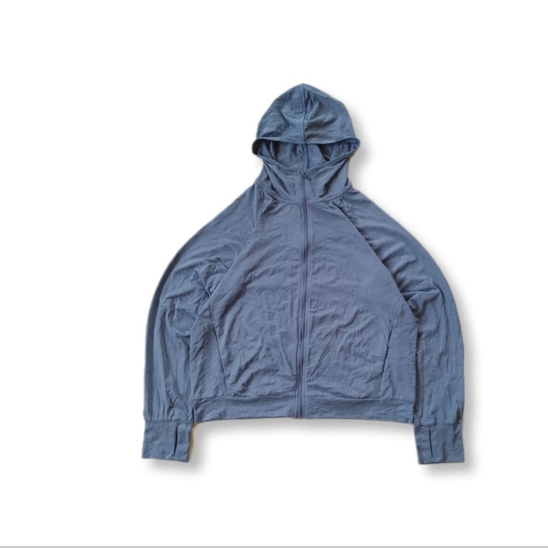 Jaket Olahraga Running Uniqlo AIRism UV Cut Blue Denim Second L