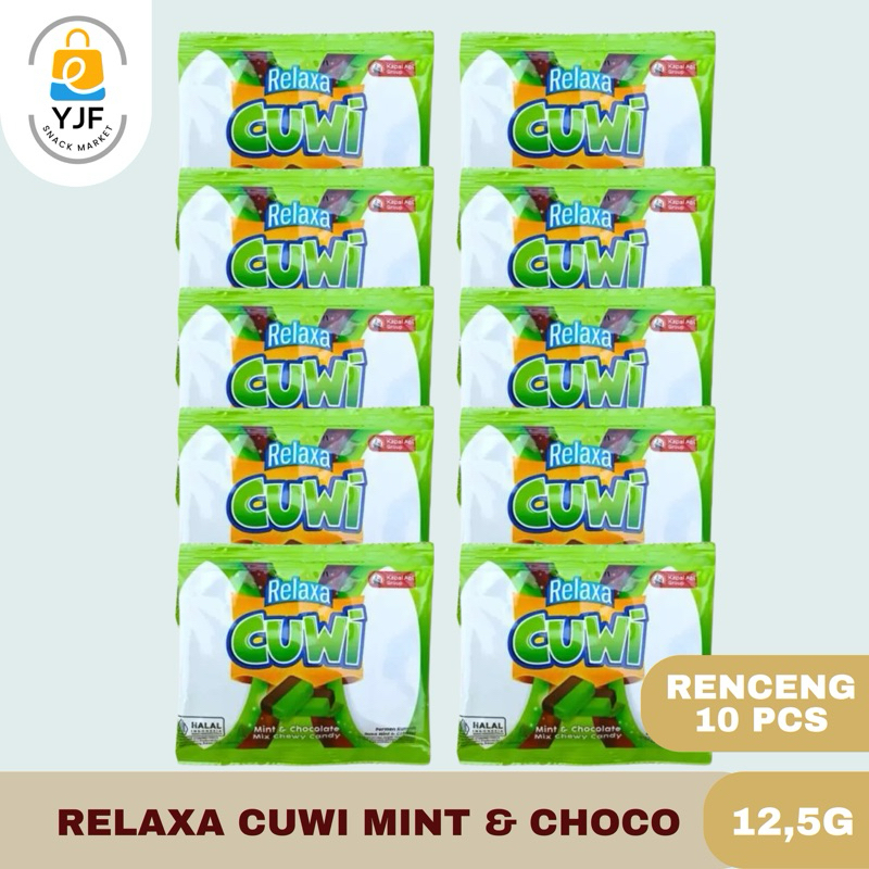 

Relaxa Cuwi Choco Mint RENCENG / Permen Lunak Coklat Min Chewy Candy - 10 PCS