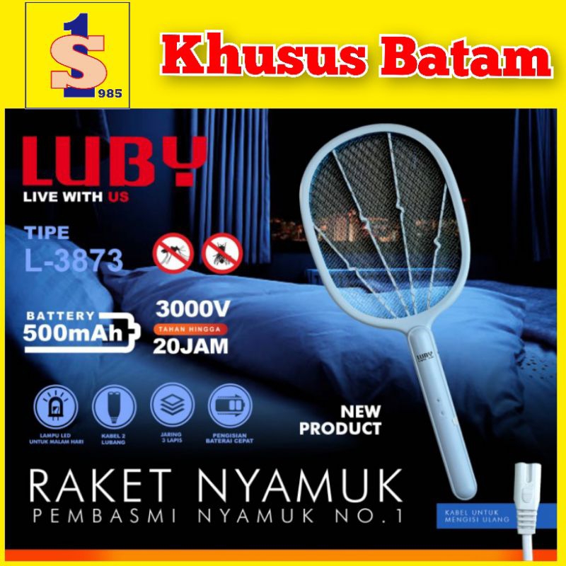 RAKET NYAMUK MULTIFUNGSI LUBY L-3873/RAKET NYAMUK ELEKTRIK(KHUSUS BATAM)