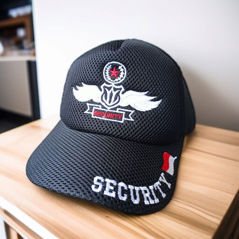 Topi wing security putih - topi jaring hitam wing putih