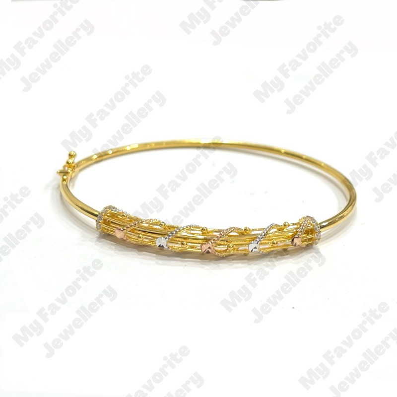 Gelang Bangle Liontin Pipa Kubus Model Melingkar EMAS ASLI Kadar 700 16K