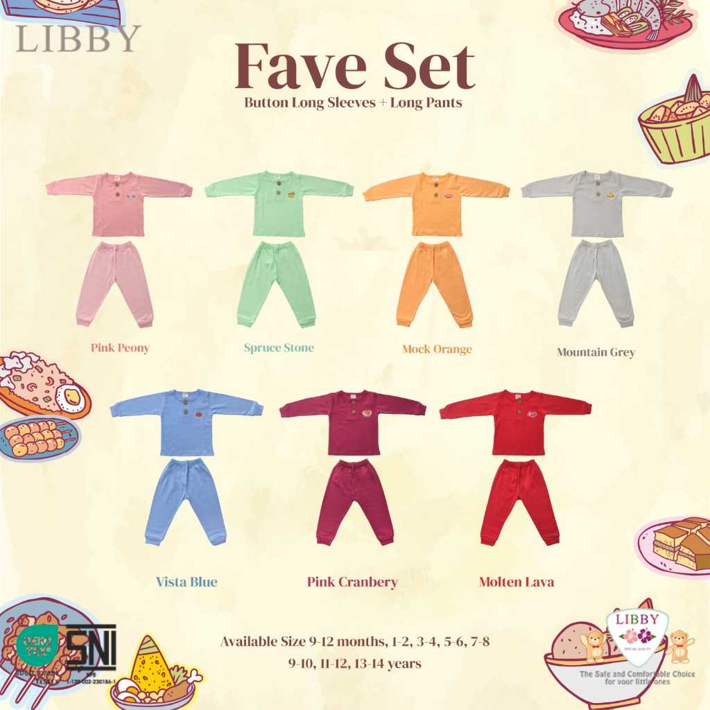 Libby fave set 1stel setelan panjang anak