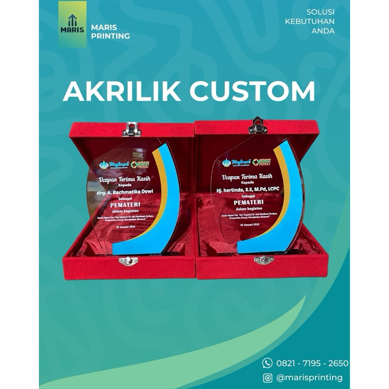 PLAKAT AKRILIK + BOX BLUDRU UK  TROPHY TROPI MEDALI PIAGAM PENGHARGAAN