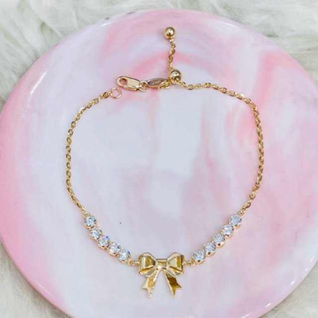 gelang fancy serut pita listring rosegold cute elegant emas asli kadar 700