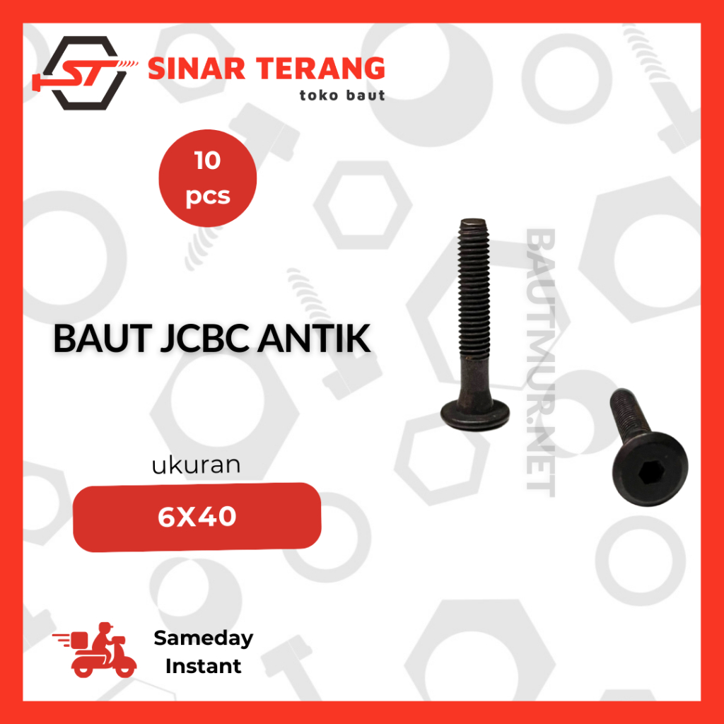 (10pcs) Baut JCBC Knock Down M6x40 Kunci L - JCBC antik Furniture 4cm