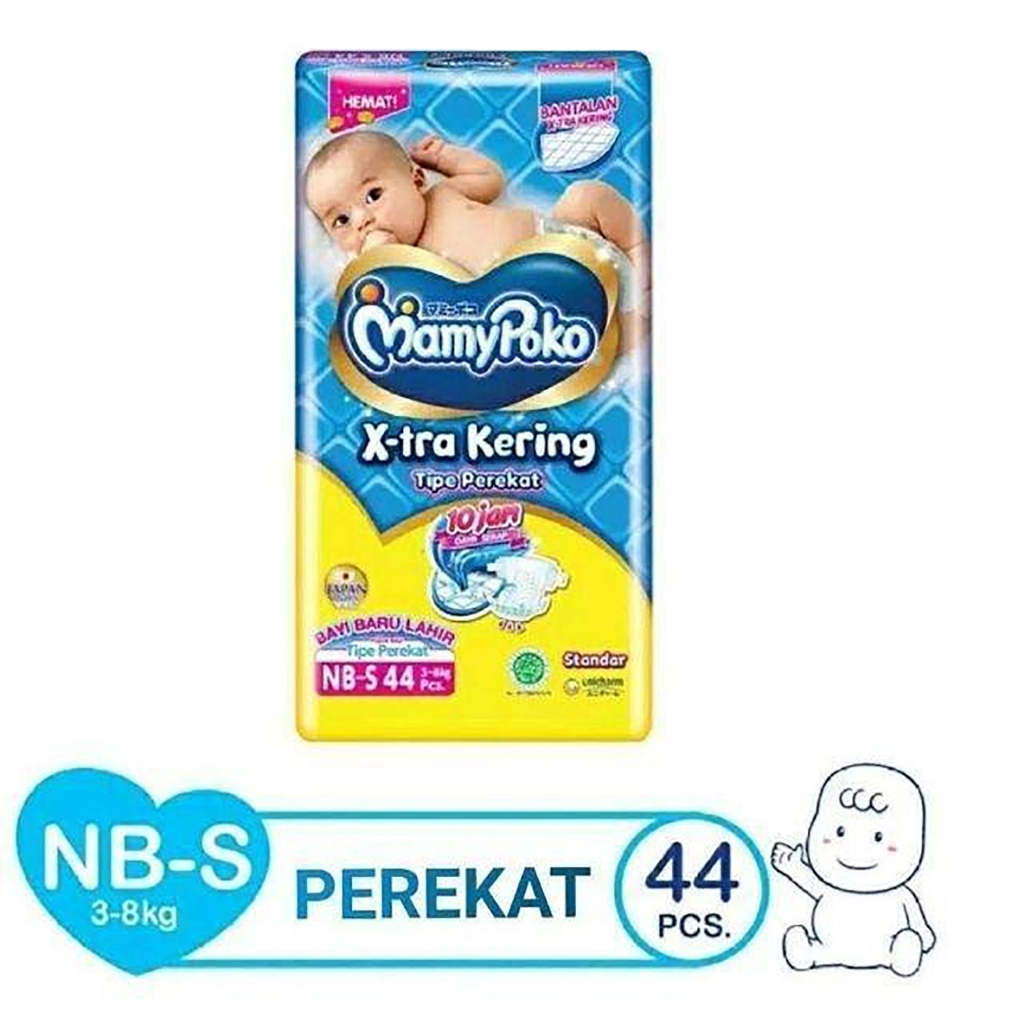 Mamy Poko Ekstra X-tra Kering NB-S 44 - MamyPoko Pants Popok Perekat Pampers Newborn Bayi Baru Lahir