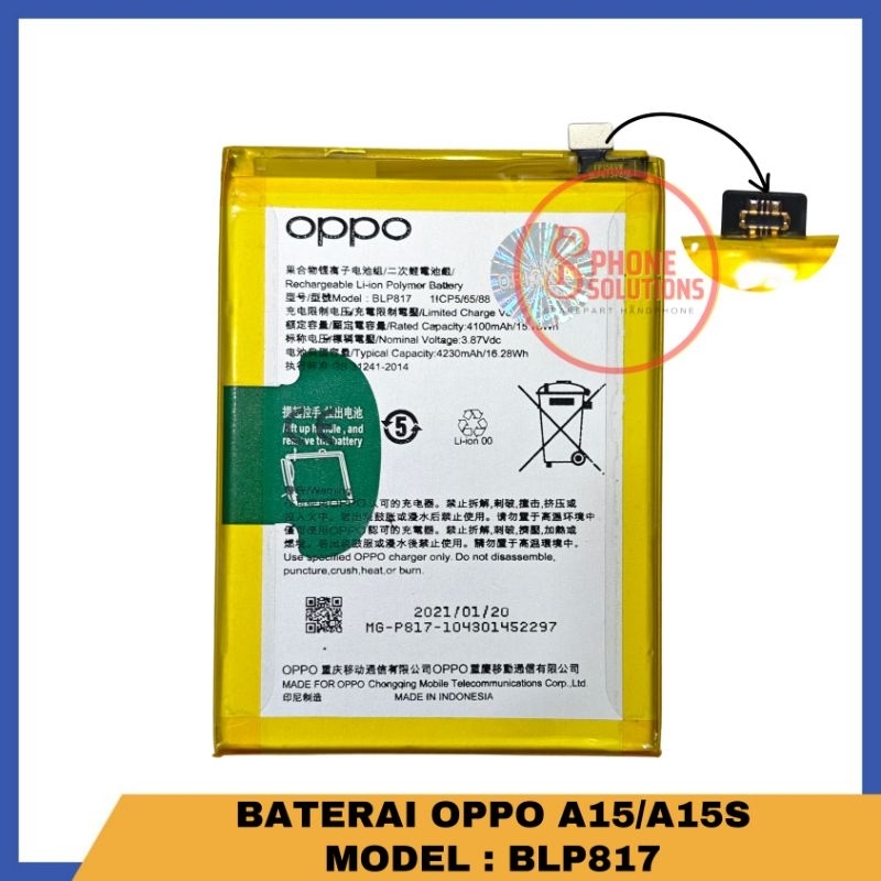 BATERAI OPPO A15/A15S MODEL BATERAI BLP817