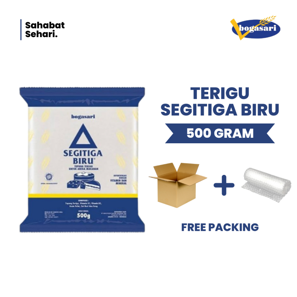 

Bogasari Terigu Segitiga Biru 500 Gram - Free Packing Kardus dan Bubble Wrap