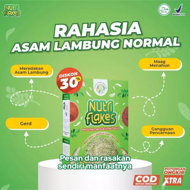 

Nutriflakes Sereal Umbi Garut Membantu Meredakan Asam Lambung Paket 1 Box