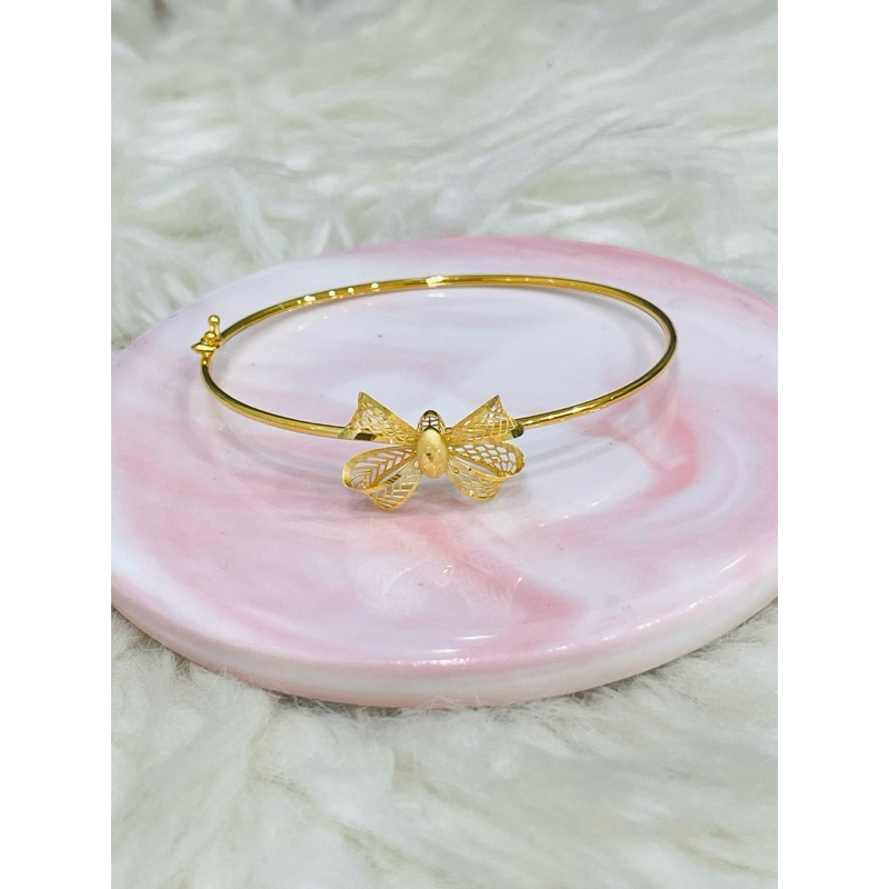 gelang bangle pita kerawang simple ringan emas asli kadar 700