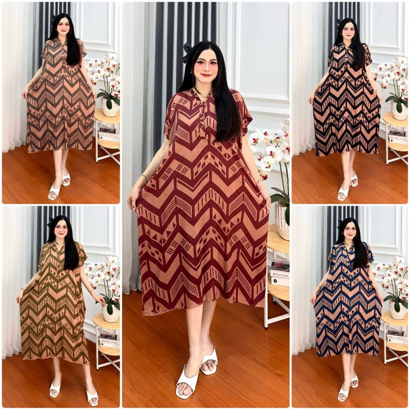DASTER DRESS ZEBRA LD 115 / DASTER BUSUI KANCING DEPAN / DASTER RAYON MURAH KEKINIAN