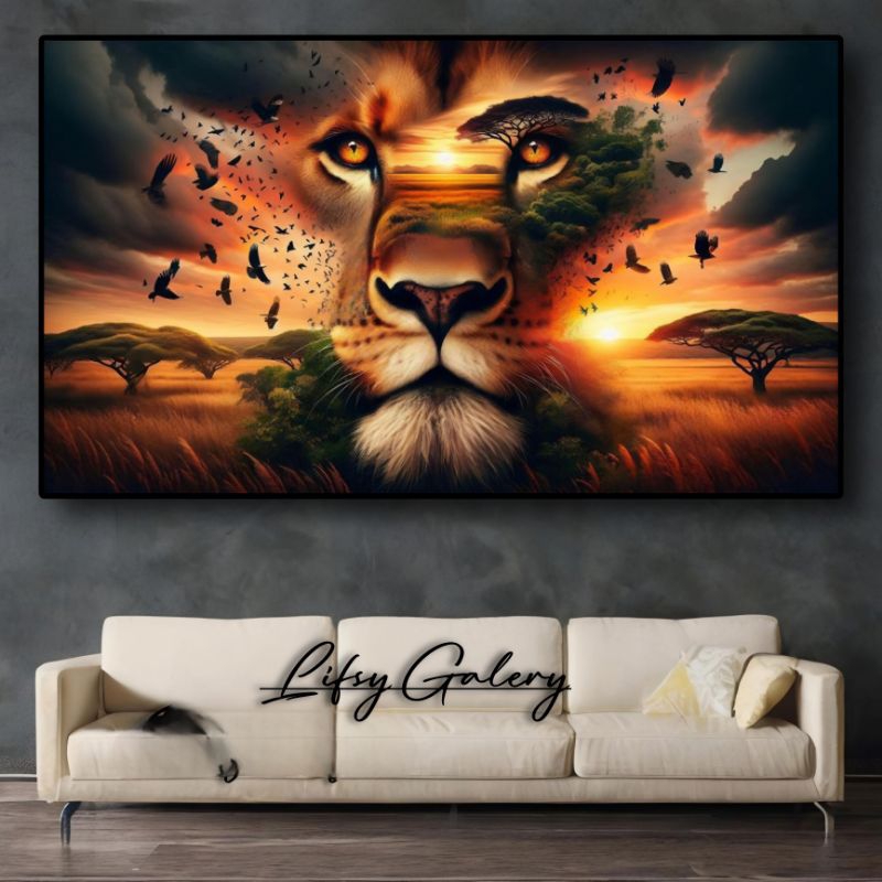 Cetak poster Macan/Harimau hutan 3D Aesthetic dekorasi rumah ruangan Tamu