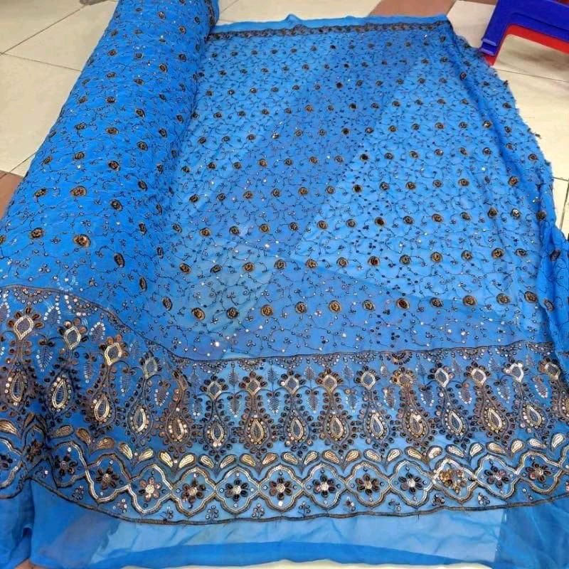 kain sari india full bordir pinggiran mewah premium