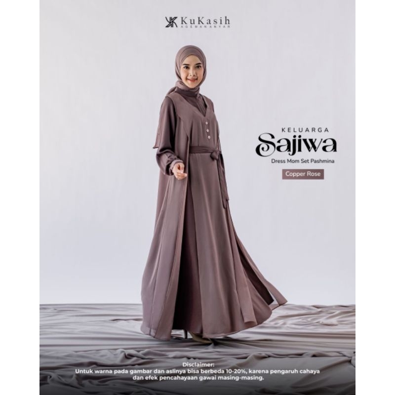 Gamis Mom set outer pashmina sarimbit sajiwa by Kukasih