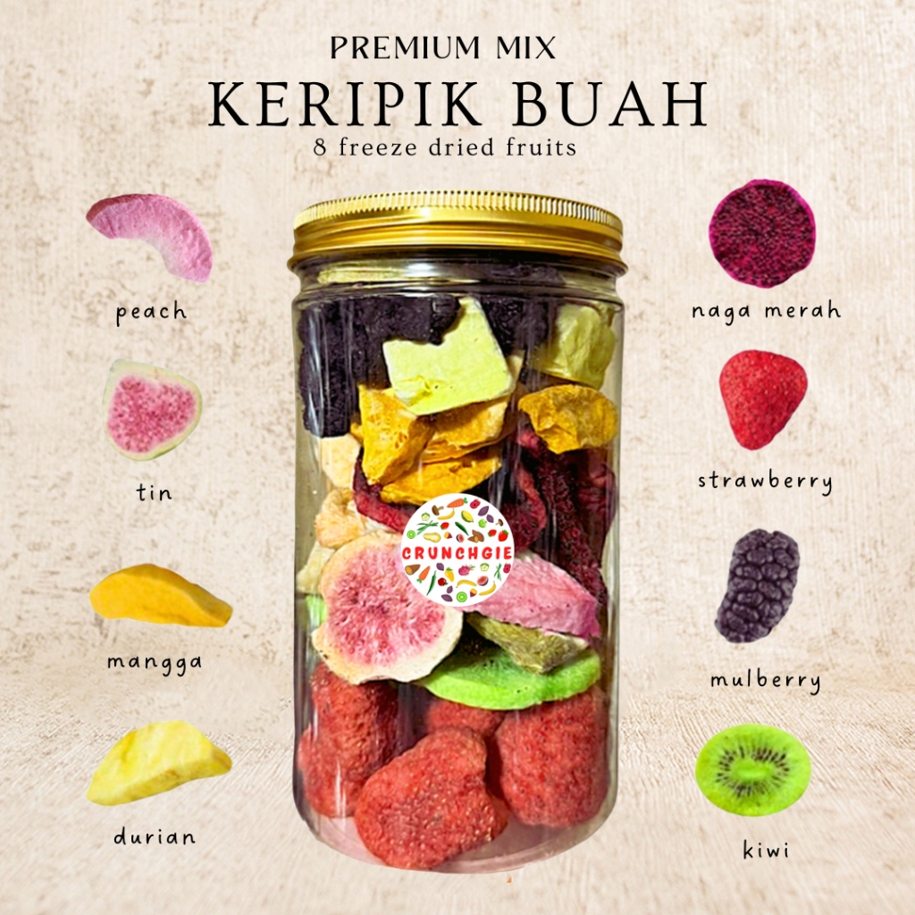 

1L Keripik Buah Premium Mix | Snack Buah Kering | Keripik Strawberry | Keripik Buah Mix | Keripik Buah Tin | Cemilan Sehat | Keripik Freeze Dried