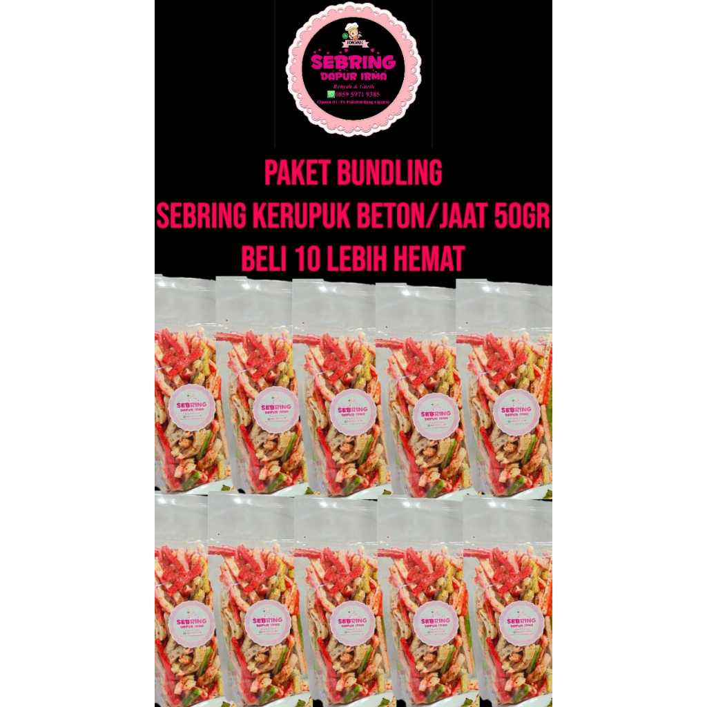 

SEBRING KERUPUK BETON JAAT 50GR BUNDLING ISI 10 POUCH LEBIH HEMAT