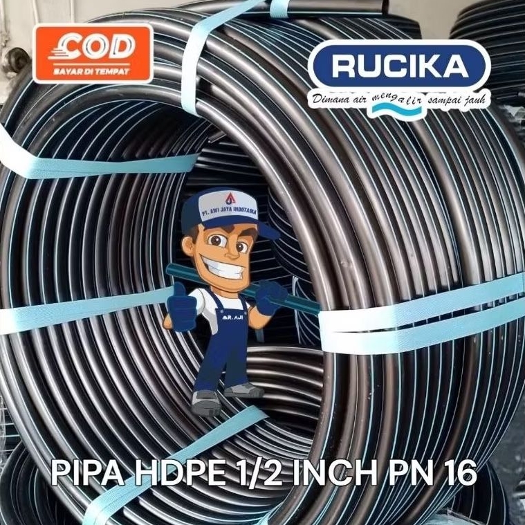 PIPA HDPE RUCIKA 1/2 INCH PN 16 PER 100 METER