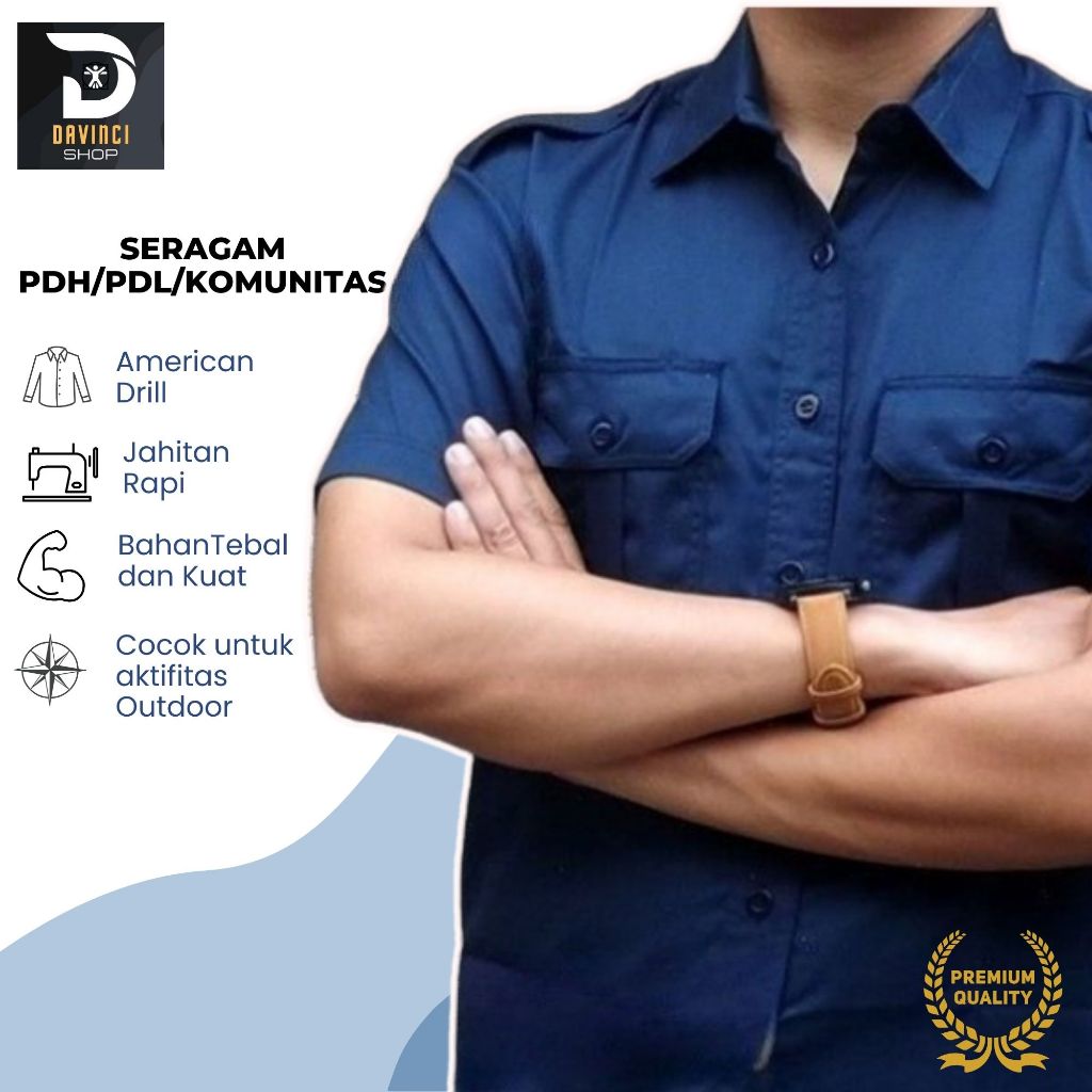 Baju Kemeja PDL PDH Lapangan Lengan Pendek - Pakaian Atasan Seragam Pria Wanita Premium Kerja Kantor