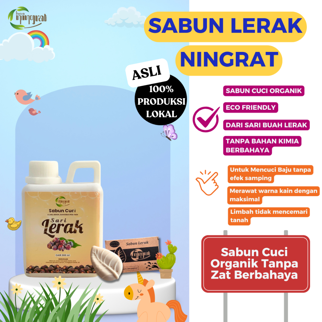 NINGRAT - Sabun Lerak Ningrat Organik Cair Batang Ningrat untuk cuci clodi baju batik Ramah Lingkung