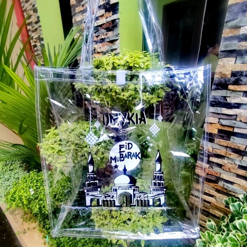 

Tas Mika Transparan Tebal uk P30 L10 T40 pakai sablon