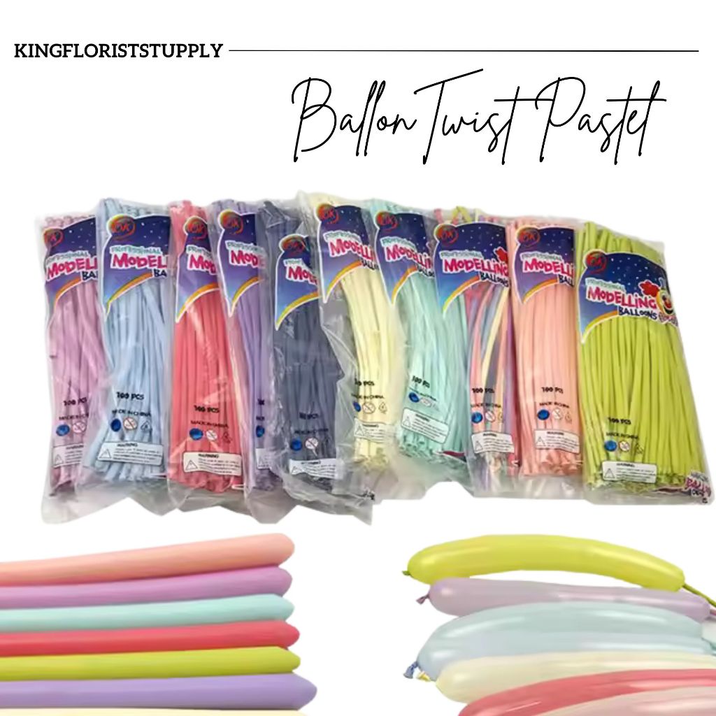 (Ecer Satuan) Balon Cacing Pentil Twist PASTEL Matte Panjang Dekorasi Acara Perayaan buket balon