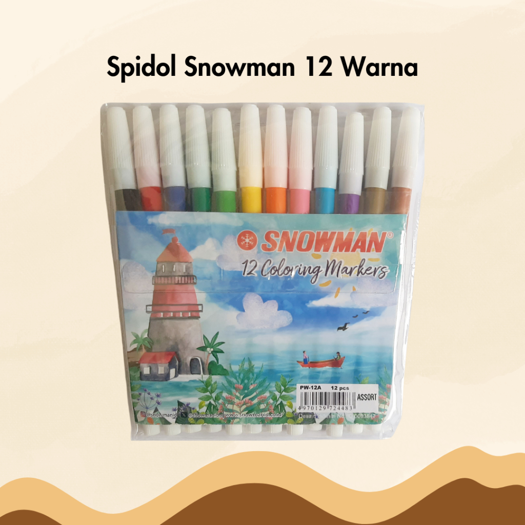 

Spidol Snowman 12 Warna PW-12A Coloring Marker Colours Sign Pen Kecil