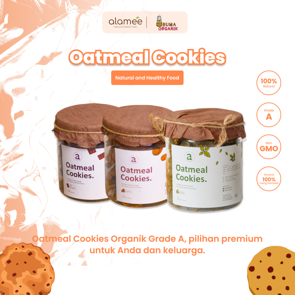 

OATMEAL DIET COOKIES OAT PELANCAR ASI BOOSTER SNACK SEHAT MPASI MAKANAN ANAK BALITA IBU MENYUSUI all