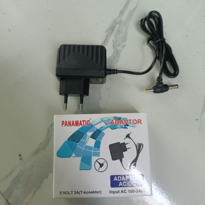 Adaptor Power Supply DC 5V 2A (Double Jack Konektor T) Casing Gepeng untuk HTB LED CCTV Modem Router