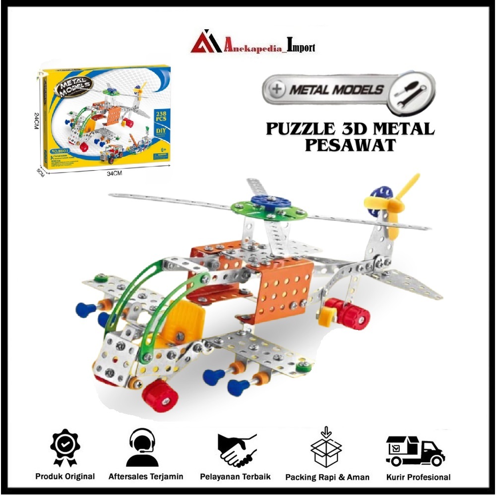 DIY Metal Models - Puzzle 3D Metal Pesawat - Puzzle - Puzzle 3D - Puzzle Edukasi Anak - Mainan Eduka