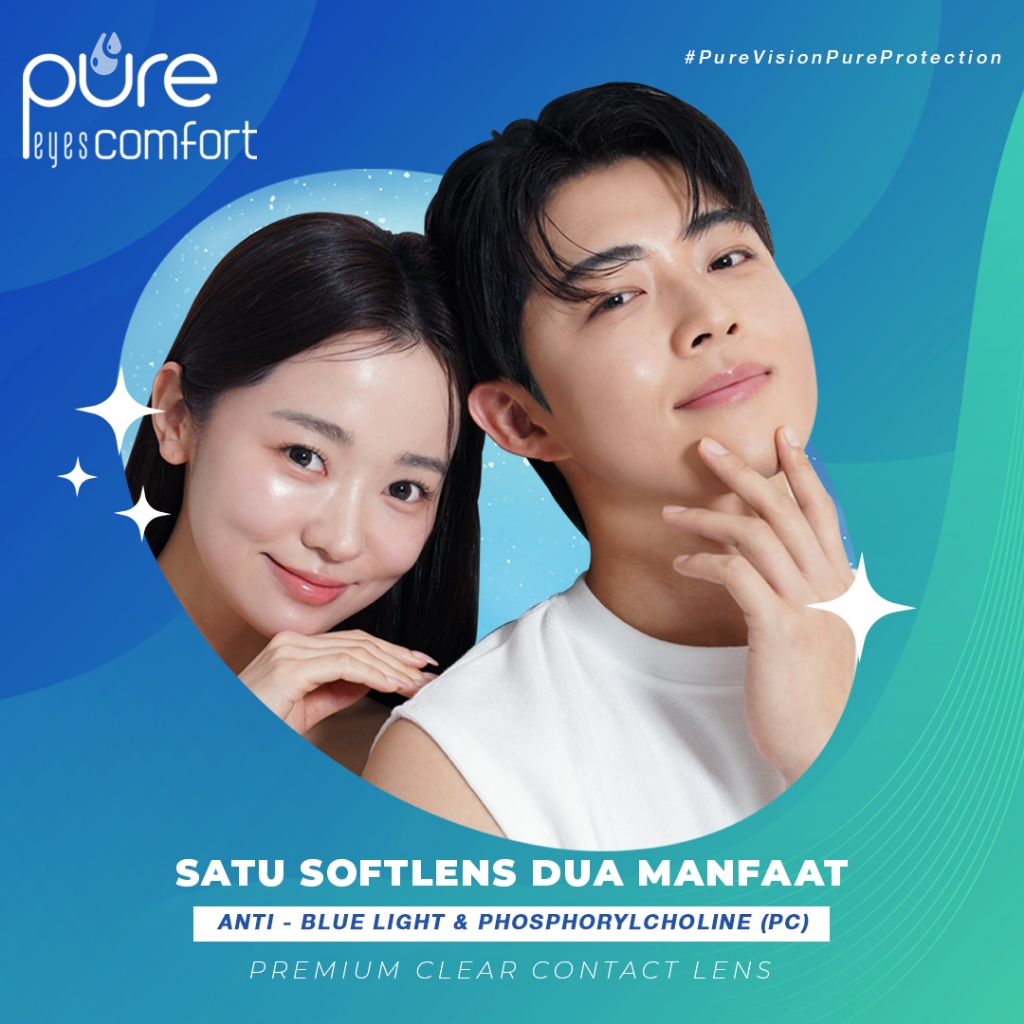 Softlens Pure Eyes Comfort Premium Clear Contact Lens Anti Blue Light Phosphorylcholine Soflen Clear