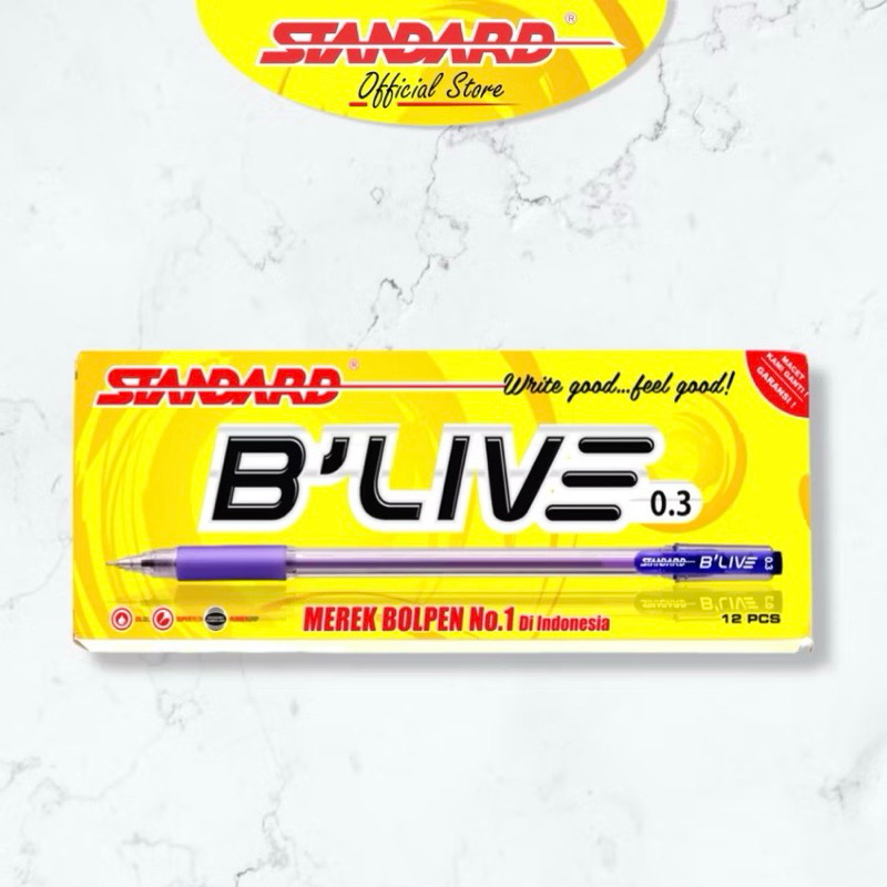 

( 1 PACK ) Pulpen B'LIVE 0.3 STANDARD PEN / Lusin ( Alat Tulis / Pen / Ballpoint / Pena )