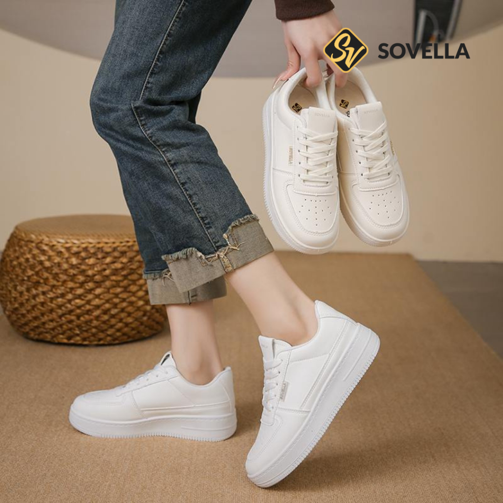 FAVORIT SOVELLA Alexa Sepatu Sneakers Olahraga Sport Kets Putih Hitam Wanita