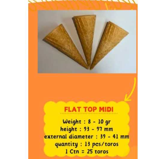 

1 (Dus) isi 325 pcs MIDI Waffle wafle cone kon es krim ice cream manis ekonomis halal murah