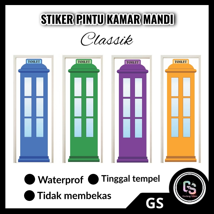 GDS Wallpaper siker pintu toilet pintu kamar mandi Motif TELPON UMUM KLASIK Unik aesthetick kode STW