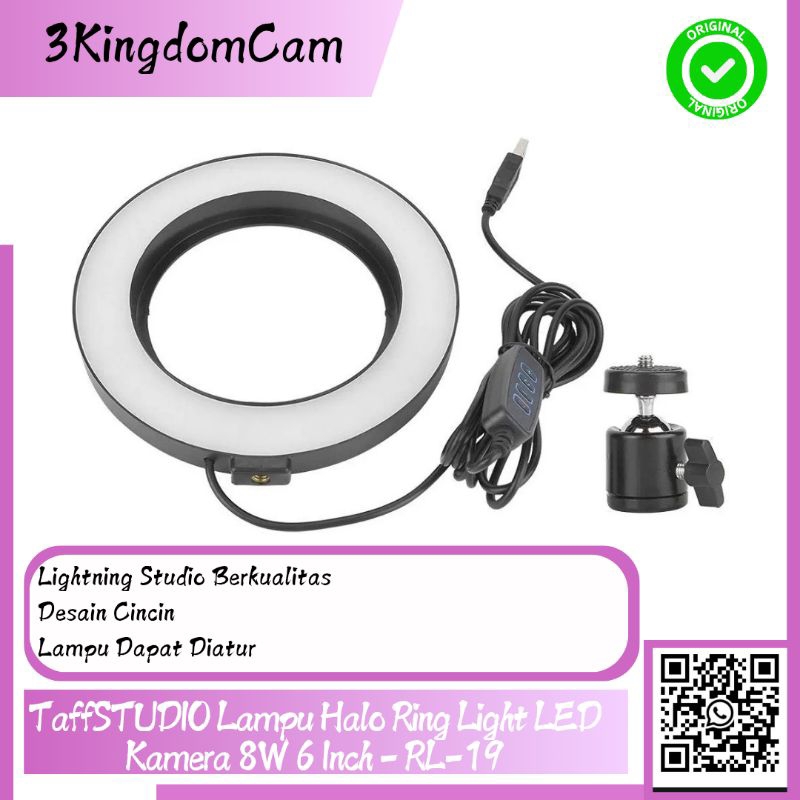 TaffSTUDIO Lampu Halo Ring Light LED Kamera 8W 6 Inch - RL-19