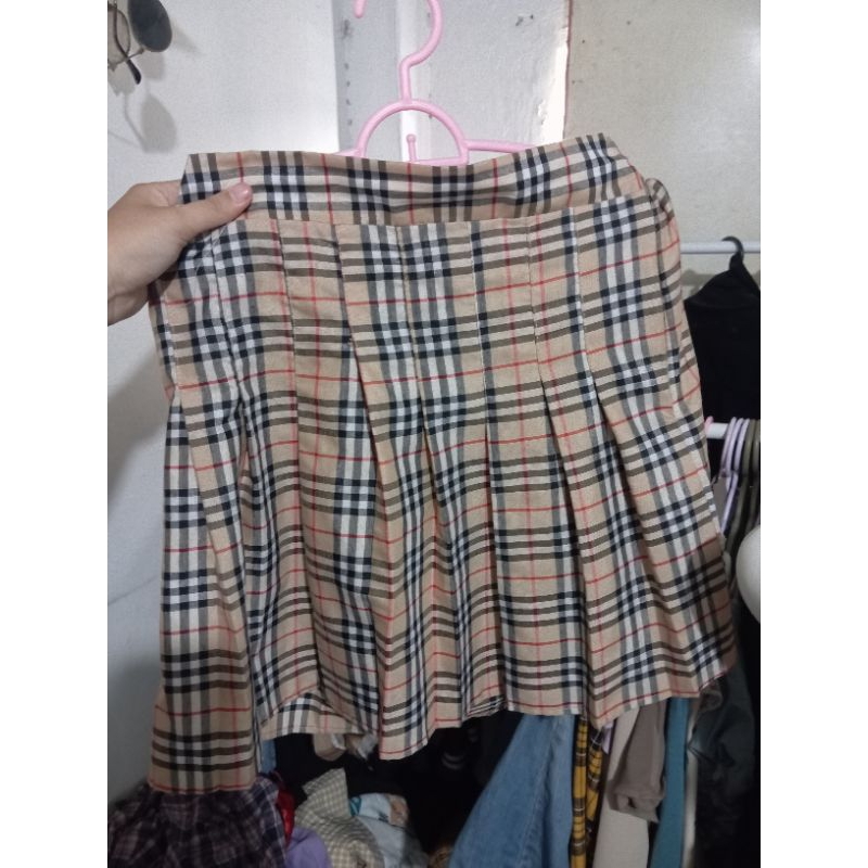 rok korea / rok kotak kotak / blouse / milkmaid