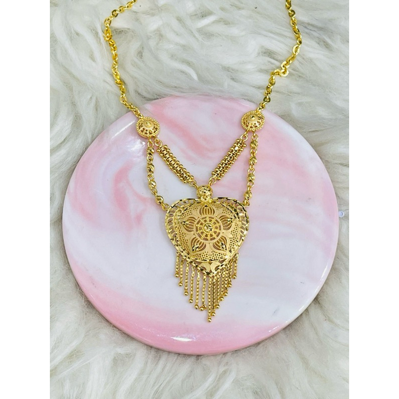 kalung fancy love kerawang rumbai rumbai emas asli kadar 700