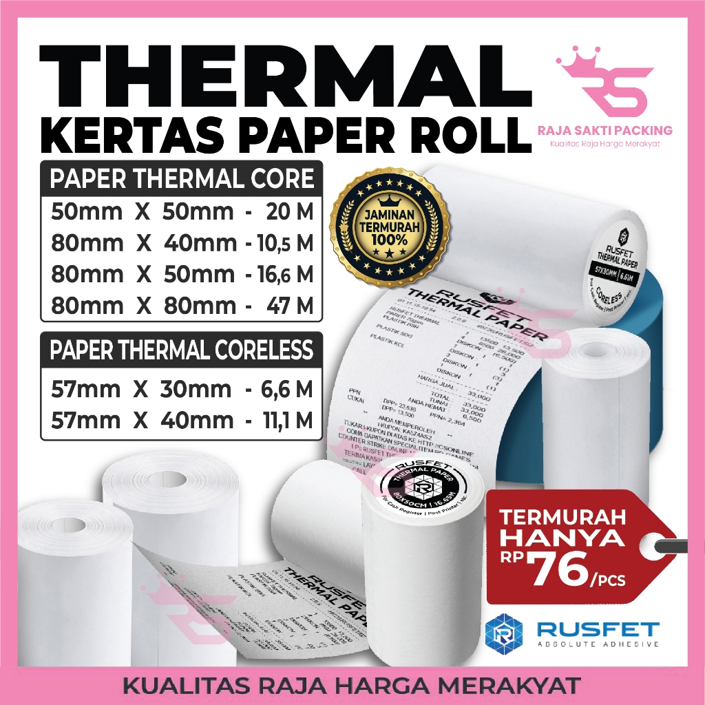 

Kertas Termal Paper Thermal Paper Untuk Printer Bluetooth Struk Kasir Rusfet Termurah