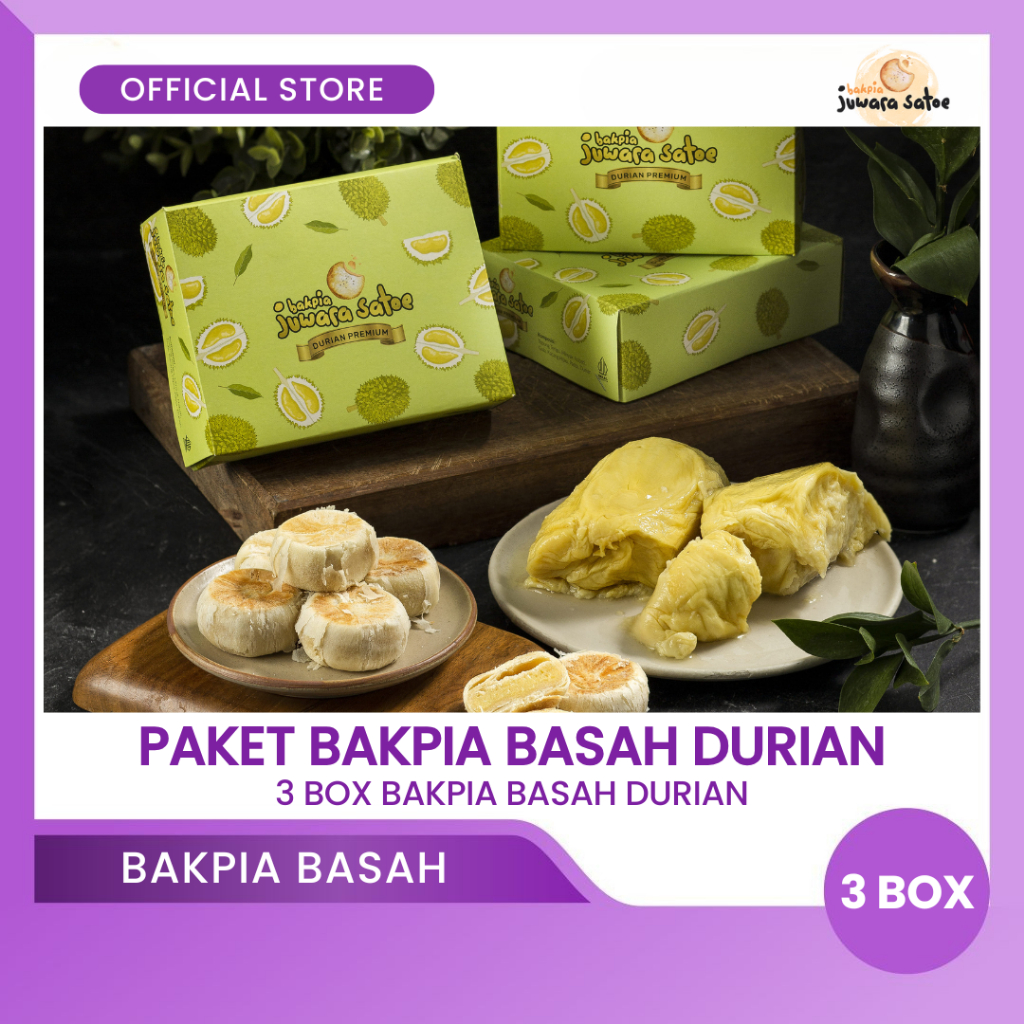 

BAKPIA JUWARA SATOE [ 3 Box ] Paket Bakpia Basah Durian - Oleh Oleh Khas Jogja