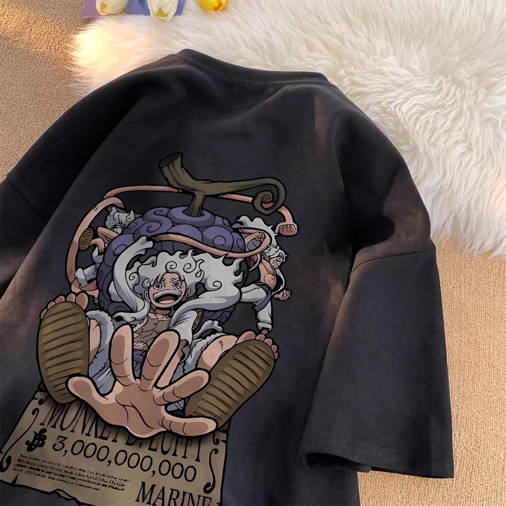 Disneay Kaos Pria T-shirt Baju Kaos Oversize | Kartun ONE PIECE  LUFFY Print | Vintage Longgar Kaos 