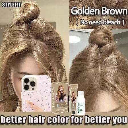 【COD】 STYLE FIT memudar Cat rambut putih emas 200ml keramas tak luntur，warna lebih menonjol(cat ramb