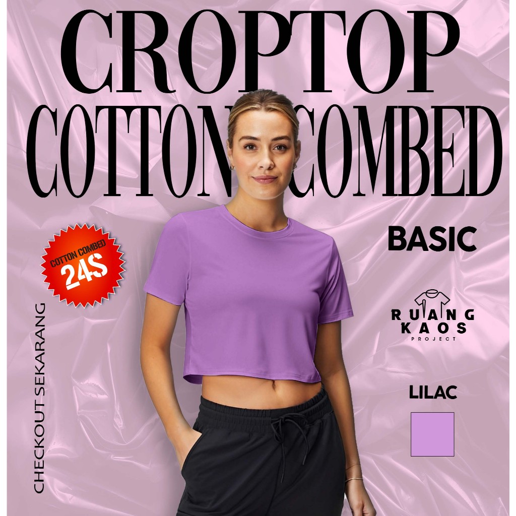 Baju Wanita Croptop BASIC Cotton ( COMBED 24s ) - Ungu lilac
