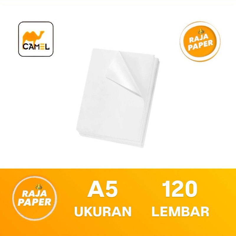 

Kertas Sticker Vinyl Glossy Ukuran A5 120 Lembar By CAMEL ( 148 Mm x 210 Mm ) / ( 14.8 Cm x 21 Cm ) 120 Lbr 120 Pcs Stiker Vinil Vynil Gloss
