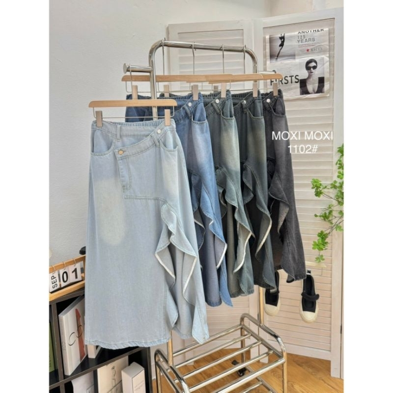 BAWAHAN ROK MAXI JEANS BELAH DEPAN IMPORT BKK/BANGKOK