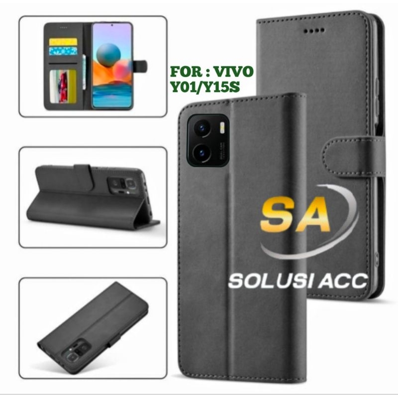CASE VIVO Y01 Y15S FLIP COVER WALLET SARUNG HP CASING DOMPET